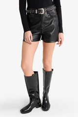 Regular Waist Crop Leg Faux Leather Shorts