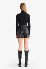 Regular Waist Crop Leg Faux Leather Shorts