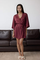 Regular Fit Wrap Neck Satin Robe