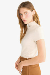 Slim Fit Slim Cut Half Turtleneck Short Sleeve T-Shirt