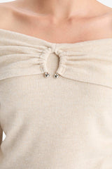 Slim Fit, Narrow Cut, Off-Shoulder Long-Sleeve T-Shirt