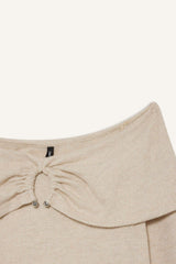 Slim Fit, Narrow Cut, Off-Shoulder Long-Sleeve T-Shirt