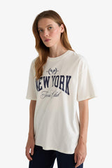 Oversize Loose Fit Crew Neck Printed Short Sleeve T-Shirt