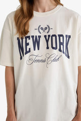 Oversize Loose Fit Crew Neck Printed Short Sleeve T-Shirt