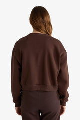 Boxy Fit Crew Neck Embroidered Thick Sweatshirt