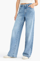 Low Waist Long Washed Jean Trousers