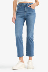 Crop Flare Fit Low Waist Ankle Length Washed Jean Trousers