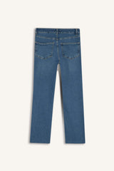 Crop Flare Fit Low Waist Ankle Length Washed Jean Trousers