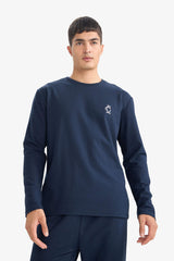 Pajama Set Regular Fit Long Sleeve Waffle Top Long Bottom