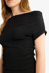 Slim Fit Narrow Cut One-Shoulder Crinkle Blouse