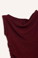 Slim Fit Narrow Cut One-Shoulder Crinkle Blouse