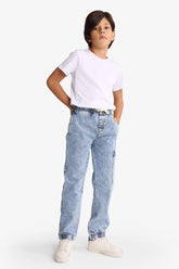 Boys Jogger Fit Elastic Waist Jean Trousers