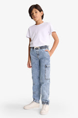 Boys Jogger Fit Elastic Waist Jean Trousers