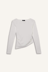 Fitted Crew Neck Ribbed Long Sleeve T-Shirt