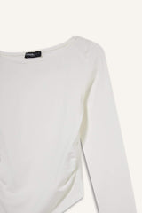 Fitted Crew Neck Ribbed Long Sleeve T-Shirt