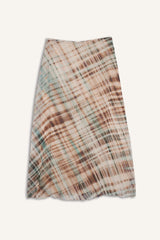 Pencil Patterned Regular Waist Lined Chiffon Midi Skirt