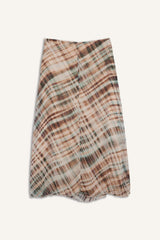 Pencil Patterned Regular Waist Lined Chiffon Midi Skirt