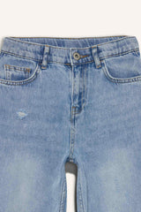 Boys Loose Fit Ripped Detailed Straight Leg Jean Trousers