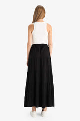 A-Line Normal Waist Crinkle Viscose Maxi Skirt