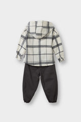 Baby Boy 2-Piece Set: Plaid Twill Hooded Shirt and Pants