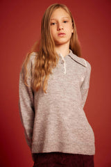 Girls Polo Collar Knitted Sweater