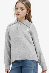 Girls Polo Collar Knitted Sweater