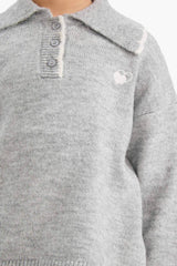 Girls Polo Collar Knitted Sweater