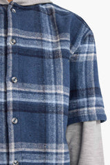 Boys 2-Piece Set: Checked Shirt with Detachable Hood and Sweatpants