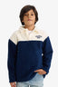 Boys Oversize Loose Fit Polo Collar Half-Zip Printed Fleece Sweatshirt