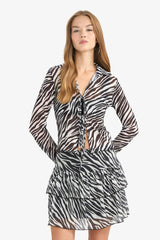 Zebra Pattern Regular Waist Tulle Mini Skirt