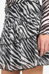 Zebra Pattern Regular Waist Tulle Mini Skirt