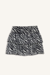 Zebra Pattern Regular Waist Tulle Mini Skirt