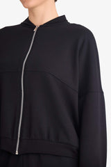 College Collar Basic Plain Zip-Up Bomber Cardigan