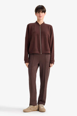 College Collar Basic Plain Zip-Up Bomber Cardigan