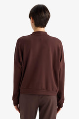 College Collar Basic Plain Zip-Up Bomber Cardigan