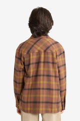 Boys Oversize Loose Fit Polo Collar Plaid Flannel Long-Sleeve Shirt