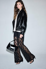 Wide Leg Normal Waist Standard Length Lace Trousers