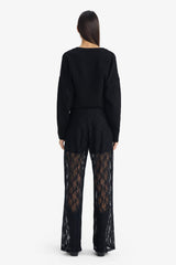 Wide Leg Normal Waist Standard Length Lace Trousers