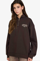 Oversize Loose Fit Half-Zip Printed Sweatshirt