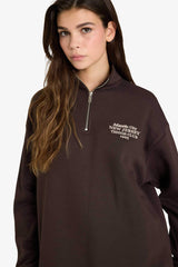 Oversize Loose Fit Half-Zip Printed Sweatshirt