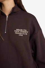 Oversize Loose Fit Half-Zip Printed Sweatshirt