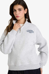 Oversize Loose Fit Half-Zip Printed Sweatshirt