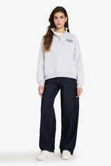 Oversize Loose Fit Half-Zip Printed Sweatshirt