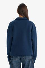 Oversize Loose Fit Polo Collar Printed Sweatshirt