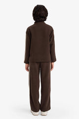 Boys Two-Piece Set: Half-Zip Printed Sweatshirt and Sweatpants