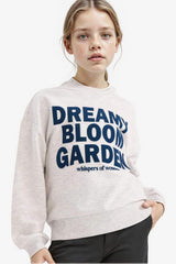 Girls Relax Fit Crew Neck Printed Sweatshirt