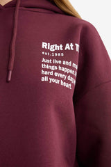 Oversize Wide Fit Hooded Sweatshirt with Back Print