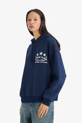 Oversize Wide Fit Hooded Sweatshirt with Back Print