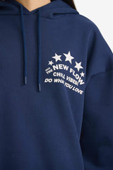 Oversize Wide Fit Hooded Sweatshirt with Back Print