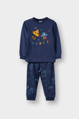 Baby Boy Pajama Set, Space Print, Long-Sleeved Cotton Top and Long Bottoms